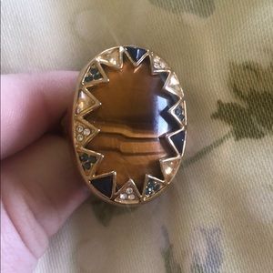 House of Harlow 1960 gold plated tigers eye ring